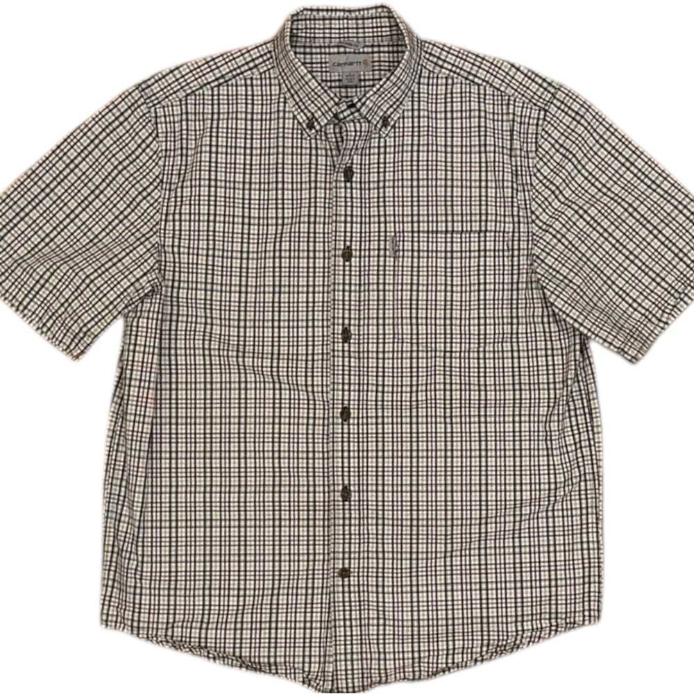 Carhartt Essential Plaid Men’s L Short Sleeve‎ Button Down Shirt  Relaxed Fit